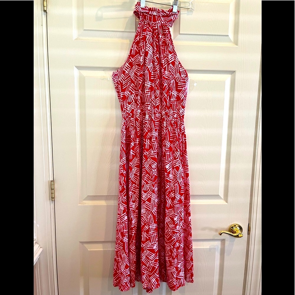 JONI BLAIR red midi belted dress